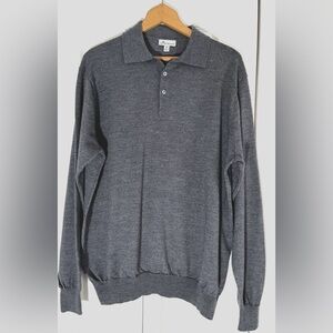 Peter Millar Polo Style Sweater Merino Wool/Silk Blend Pullover Mens XL Gray